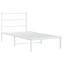 Estructura de cama de metal con cabecero blanco 90x200 cm de , Camas y somieres - Ref: Foro24-355407, Precio: 62,70 €, Descue...