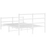 Estructura cama metal con cabecero y estribo blanco 140x190 cm de , Camas y somieres - Ref: Foro24-355432, Precio: 93,29 €, D...