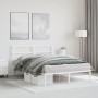 Estructura de cama de metal con cabecero blanca 135x190 cm de , Camas y somieres - Ref: Foro24-355413, Precio: 85,80 €, Descu...