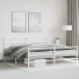 Estructura cama metal con cabecero y estribo blanco 200x200 cm de , Camas y somieres - Ref: Foro24-355439, Precio: 121,04 €, ...
