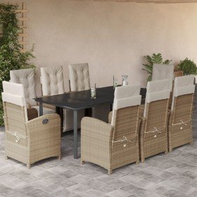 Set comedor de jardín 9 pzas con cojines ratán sintético beige en Conjuntos de jardín | Comprar online en Foru.es