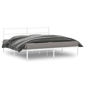 Estructura de cama de metal con cabecero blanco 180x200 cm de , Camas y somieres - Ref: Foro24-355418, Precio: 98,26 €, Descu...