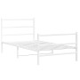 Estructura cama metal con cabecero y estribo blanco 100x190 cm de , Camas y somieres - Ref: Foro24-355426, Precio: 65,74 €, D...