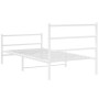 Estructura cama metal con cabecero y estribo blanco 100x190 cm de , Camas y somieres - Ref: Foro24-355426, Precio: 65,74 €, D...