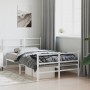 Estructura cama metal con cabecero y estribo blanco 120x200 cm de , Camas y somieres - Ref: Foro24-355430, Precio: 85,63 €, D...