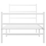 Estructura cama metal con cabecero y estribo blanco 90x190 cm de , Camas y somieres - Ref: Foro24-355424, Precio: 65,85 €, De...
