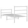 Estructura cama metal con cabecero y estribo blanco 90x190 cm de , Camas y somieres - Ref: Foro24-355424, Precio: 65,85 €, De...