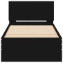 Cama con cabecero madera de ingeniería negra 90x190 cm de , Camas y somieres - Ref: Foro24-838653, Precio: 84,78 €, Descuento: %