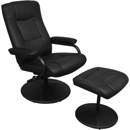 Sillón de TV con reposapiés cuero sintético sintético negro en Sillones | Comprar online en Foru.es