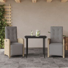 Sillas y mesita de jardín 3 piezas ratán sintético cojín beige en Conjuntos de jardín | Comprar online en Foru.es