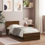 Estructura de cama cabecero luces LED roble marrón 90x200 cm de , Camas y somieres - Ref: Foro24-838812, Precio: 116,10 €, De...