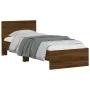 Estructura de cama cabecero luces LED roble marrón 90x200 cm de , Camas y somieres - Ref: Foro24-838812, Precio: 116,10 €, De...