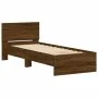 Estructura de cama cabecero luces LED roble marrón 90x200 cm de , Camas y somieres - Ref: Foro24-838812, Precio: 116,10 €, De...