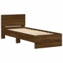 Estructura de cama cabecero luces LED roble marrón 90x200 cm de , Camas y somieres - Ref: Foro24-838812, Precio: 118,31 €, De...