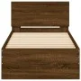 Estructura de cama cabecero luces LED roble marrón 90x200 cm de , Camas y somieres - Ref: Foro24-838812, Precio: 116,10 €, De...