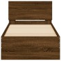 Estructura de cama cabecero luces LED roble marrón 90x200 cm de , Camas y somieres - Ref: Foro24-838812, Precio: 118,31 €, De...
