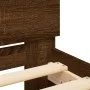 Estructura de cama cabecero luces LED roble marrón 90x200 cm de , Camas y somieres - Ref: Foro24-838812, Precio: 116,10 €, De...