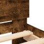 Estructura de cama cabecero luces LED roble ahumado 90x200 cm de , Camas y somieres - Ref: Foro24-838810, Precio: 115,45 €, D...