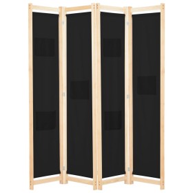 Biombo divisor de 4 paneles de tela negro 160x170x4 cm de vidaXL, Divisores de ambientes - Ref: Foro24-248184, Precio: 71,83 ...