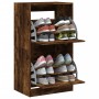 Mueble zapatero 2 cajones abatibles roble ahumado 60x42x108 cm de , Zapateros y organizadores de calzado - Ref: Foro24-321438...