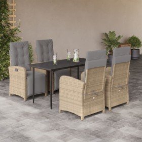 Set comedor de jardín 5 pzas con cojines ratán sintético beige en Conjuntos de jardín | Comprar online en Foru.es