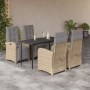 Set comedor de jardín 5 pzas con cojines ratán sintético beige en Conjuntos de jardín | Comprar online en Foru.es