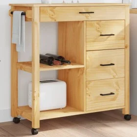 MONZA solid pine wood kitchen cart 84x40x90 cm by , Kitchen and dining carts - Ref: Foro24-376115, Price: 167,20 €, Discount: %