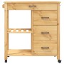 Carrito de cocina MONZA madera maciza de pino 84x40x90 cm de , Carros de cocina y comedor - Ref: Foro24-376115, Precio: 169,8...