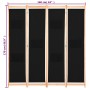 Biombo divisor de 4 paneles de tela negro 160x170x4 cm de vidaXL, Divisores de ambientes - Ref: Foro24-248184, Precio: 71,83 ...