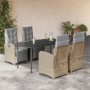 Set comedor de jardín 5 pzas con cojines ratán sintético beige en Conjuntos de jardín | Comprar online en Foru.es