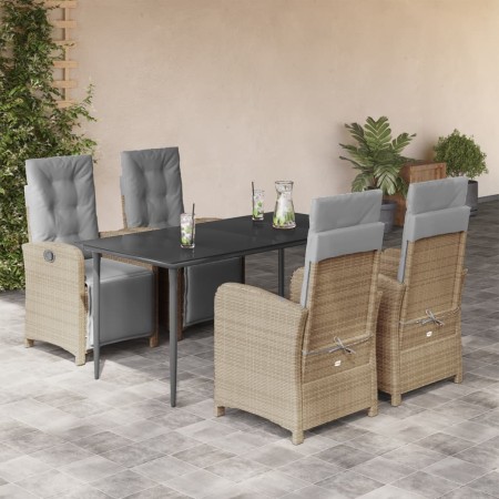 Set comedor de jardín 5 pzas con cojines ratán sintético beige en Conjuntos de jardín | Comprar online en Foru.es