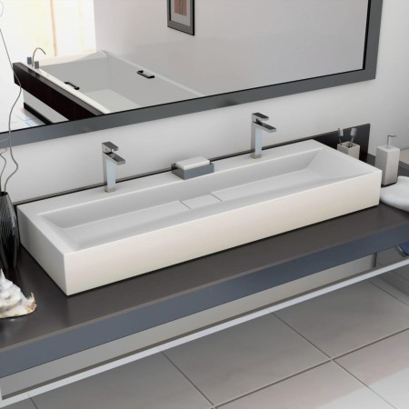 Lavabo 120x46x11 cm resina mineral/mármol blanco de vidaXL, Lavabos - Ref: Foro24-144068, Precio: 348,99 €, Descuento: %