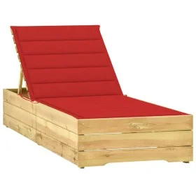 Tumbona con cojín rojo madera de pino impregnada de , Tumbonas - Ref: Foro24-3065915, Precio: 159,21 €, Descuento: %