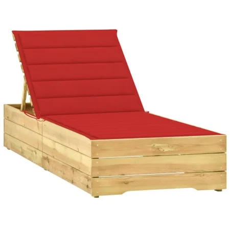 Tumbona con cojín rojo madera de pino impregnada de , Tumbonas - Ref: Foro24-3065915, Precio: 159,21 €, Descuento: %