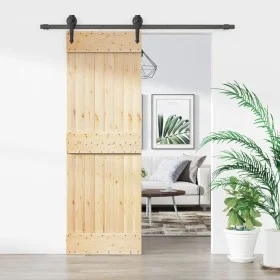 Puerta corredera con herrajes madera maciza de pino 70x210 cm de , Puertas - Ref: Foro24-3203199, Precio: 147,16 €, Descuento: %