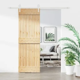 Puerta corredera con herrajes madera maciza de pino 70x210 cm de , Puertas - Ref: Foro24-3203254, Precio: 168,69 €, Descuento: %