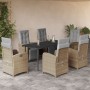 Set comedor de jardín 7 pzas con cojines ratán sintético beige en Conjuntos de jardín | Comprar online en Foru.es