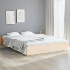 Solid wood bed frame 140x200 cm by , Beds and slatted bases - Ref: Foro24-820042, Price: 110,44 €, Discount: %
