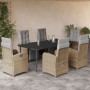 Set comedor de jardín 7 pzas con cojines ratán sintético beige en Conjuntos de jardín | Comprar online en Foru.es