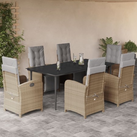 Set comedor de jardín 7 pzas con cojines ratán sintético beige en Conjuntos de jardín | Comprar online en Foru.es