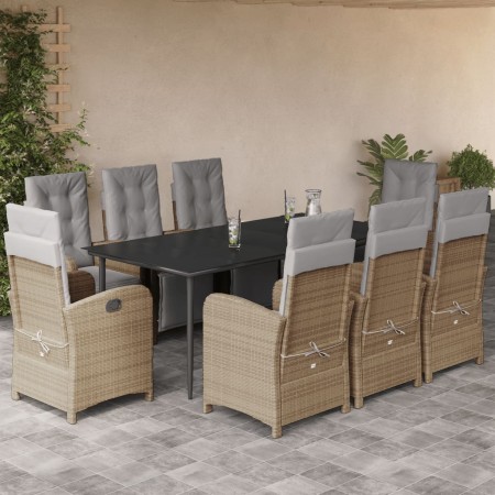 Set comedor de jardín 9 pzas con cojines ratán sintético beige en Conjuntos de jardín | Comprar online en Foru.es
