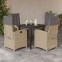 Set comedor de jardín 5 pzas con cojines ratán sintético beige en Conjuntos de jardín | Comprar online en Foru.es