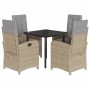Set comedor de jardín 5 pzas con cojines ratán sintético beige en Conjuntos de jardín | Comprar online en Foru.es