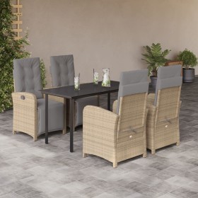 Set comedor de jardín 5 pzas con cojines ratán sintético beige en Conjuntos de jardín | Comprar online en Foru.es
