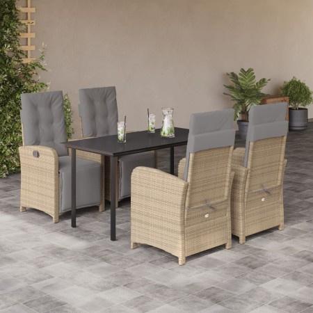 Set comedor de jardín 5 pzas con cojines ratán sintético beige en Conjuntos de jardín | Comprar online en Foru.es