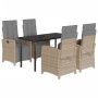 Set comedor de jardín 5 pzas con cojines ratán sintético beige en Conjuntos de jardín | Comprar online en Foru.es