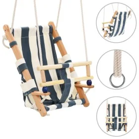 Baby swing with safety belt cotton blue wood by vidaXL, Baby jumpers and swings - Ref: Foro24-91801, Price: 58,61 €, Discount: %