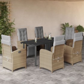 Set comedor de jardín 7 pzas con cojines ratán sintético beige en Conjuntos de jardín | Comprar online en Foru.es