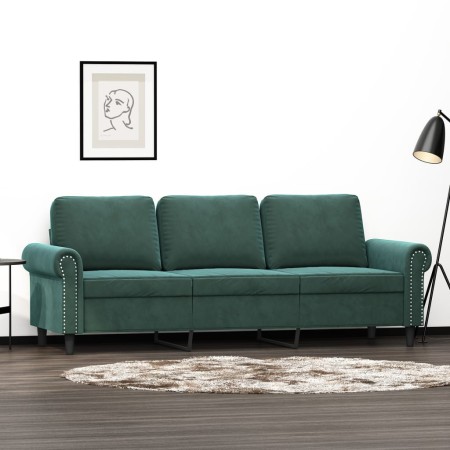 Sofá de 3 plazas terciopelo verde oscuro 180 cm de , Sofás - Ref: Foro24-359541, Precio: 307,90 €, Descuento: %