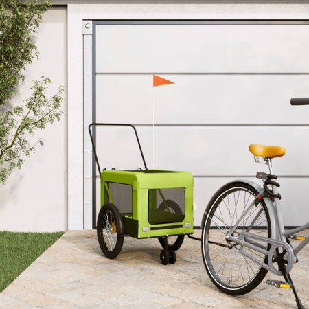 Remolque de bicicleta mascotas hierro tela Oxford verde negro de , Cochecitos para mascotas - Ref: Foro24-93948, Precio: 109,...